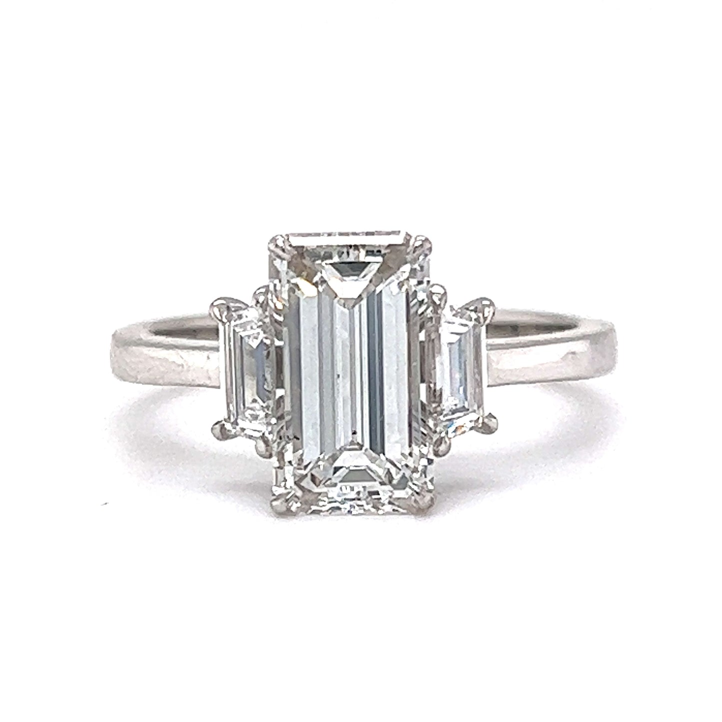 2.02 Emerald Cut Diamond Engagement Ring in 18k White Gold