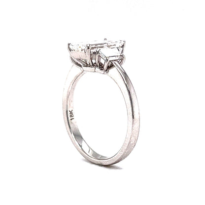 2.02 Emerald Cut Diamond Engagement Ring in 18k White Gold