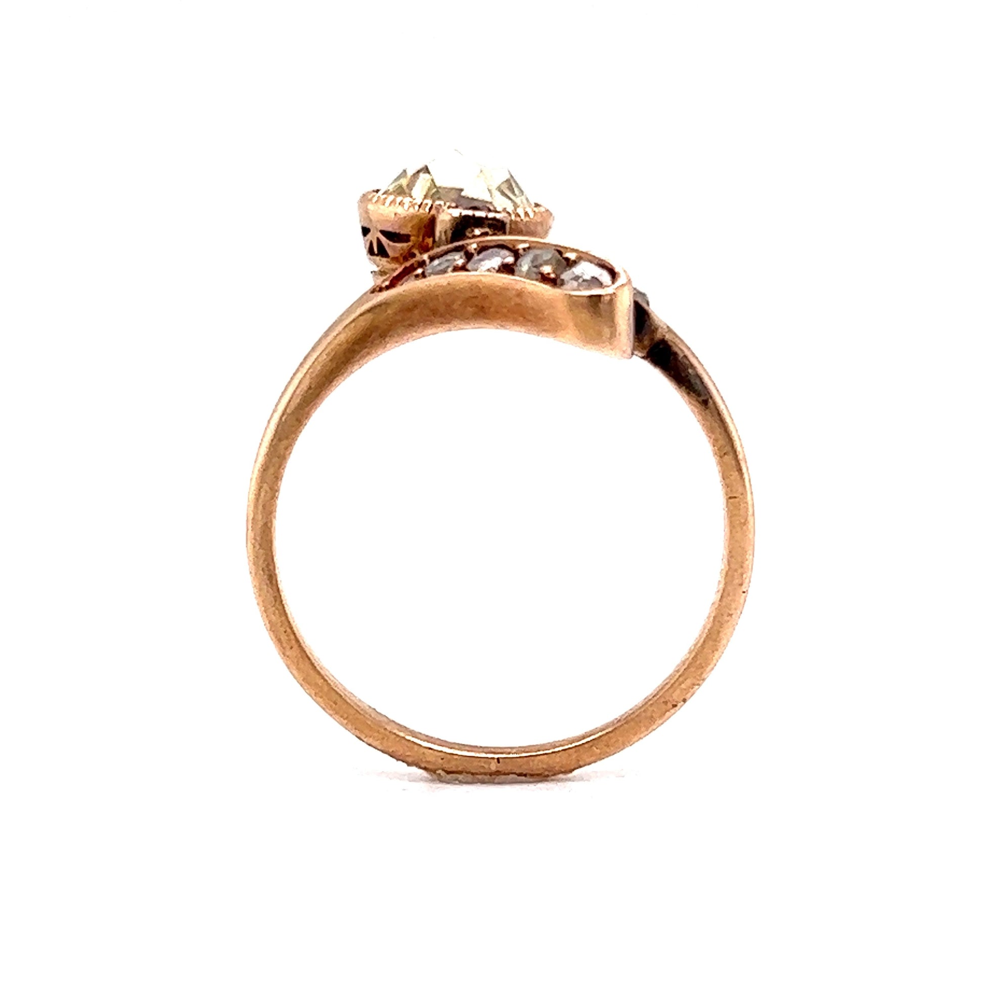 Victorian Rose Cut Diamond Passby Ring in 14k Rose Gold