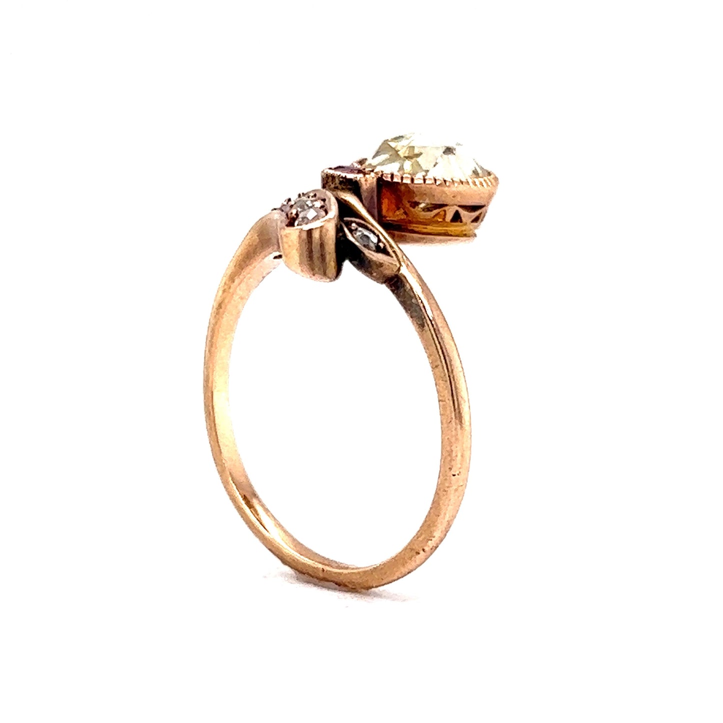 Victorian Rose Cut Diamond Passby Ring in 14k Rose Gold