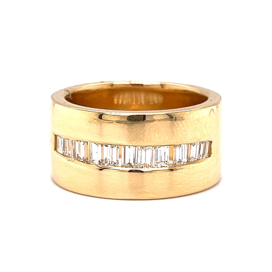 Wide Channel Set Baguette Diamond Band in 18k Yellow Gold