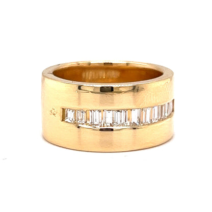 Wide Channel Set Baguette Diamond Band in 18k Yellow Gold