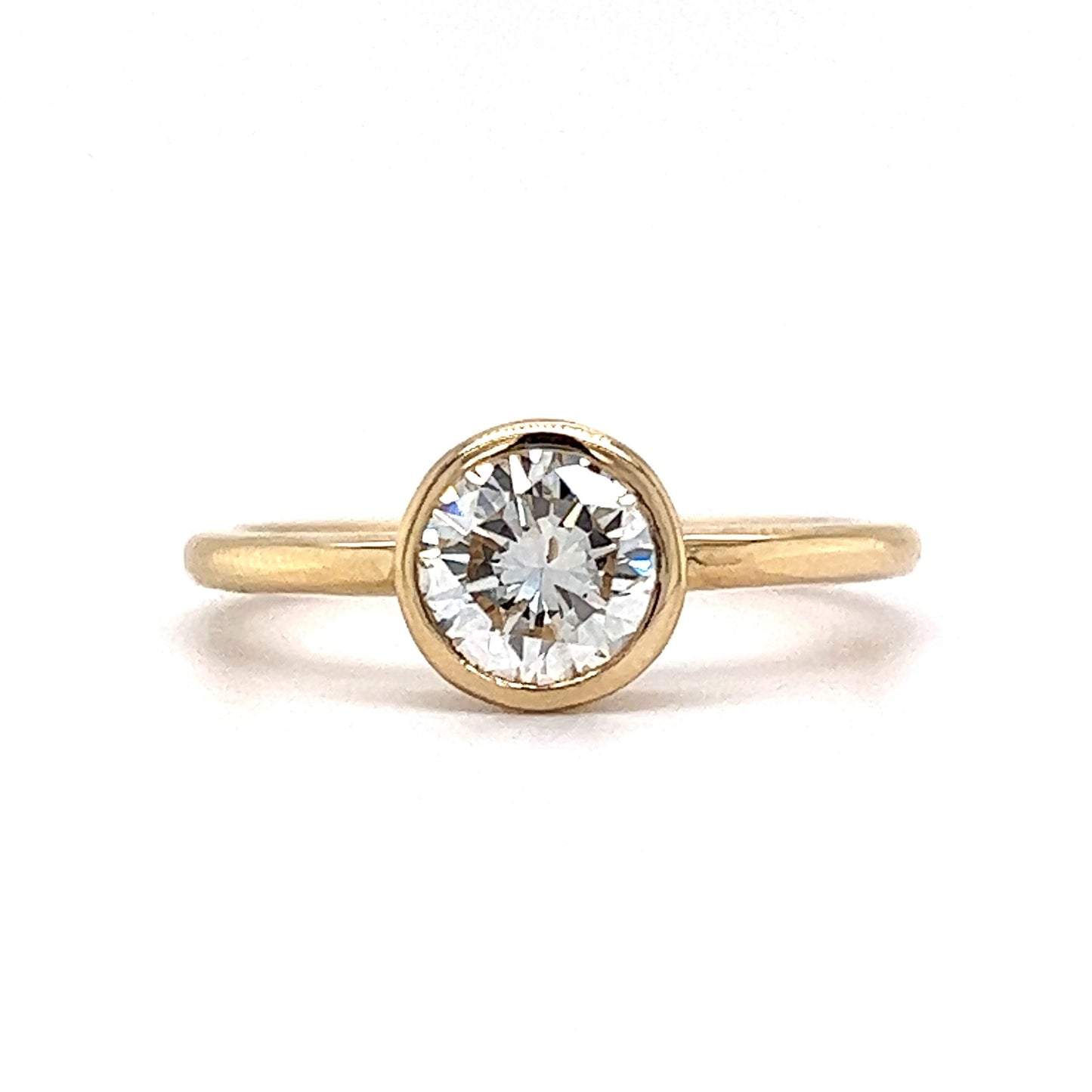 .88 Classic Bezel Set Diamond Engagement Ring in 14k Yellow Gold