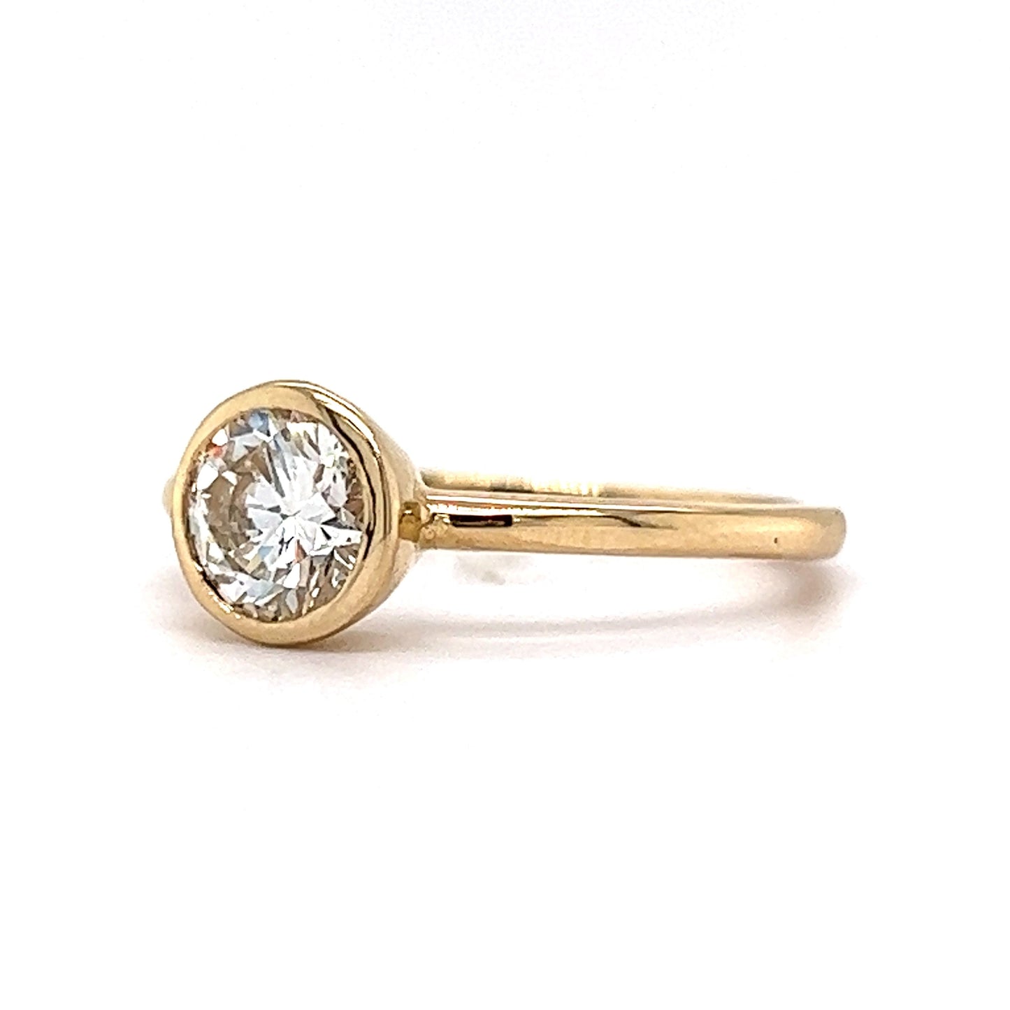 .88 Classic Bezel Set Diamond Engagement Ring in 14k Yellow Gold