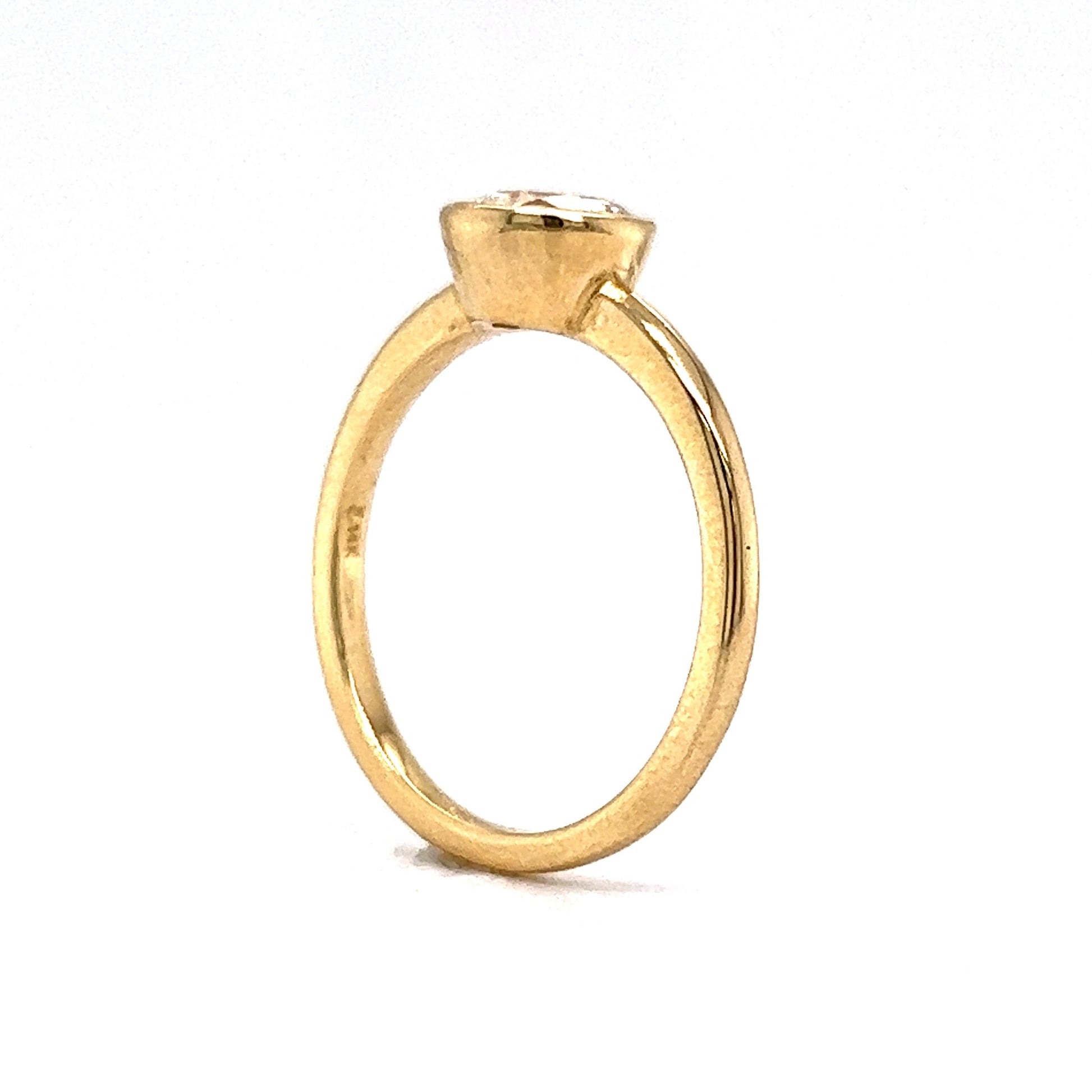 .88 Classic Bezel Set Diamond Engagement Ring in 14k Yellow Gold