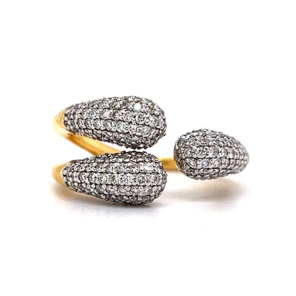 Asymmetrical Pave Diamond Open Cocktail Ring in 18k Gold