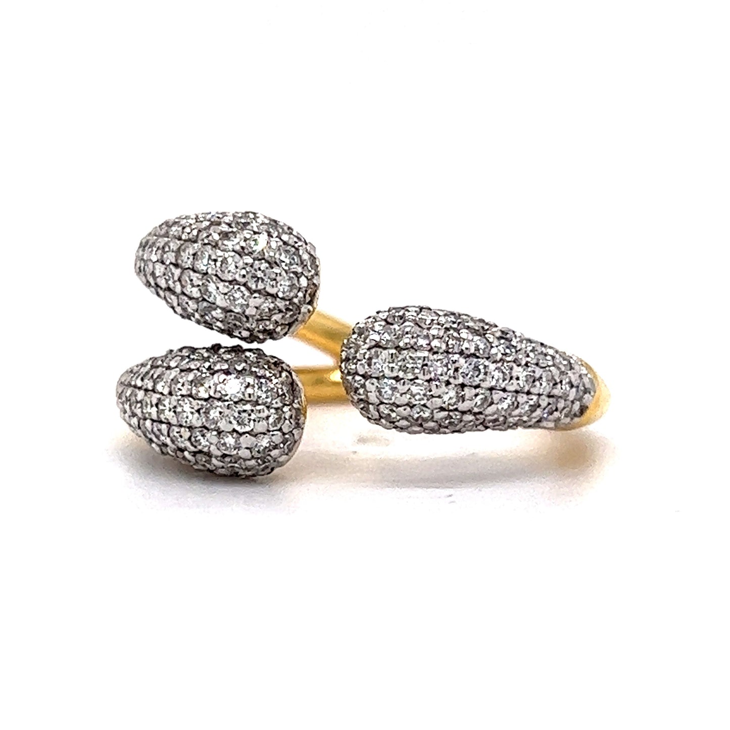 Asymmetrical Pave Diamond Open Cocktail Ring in 18k Gold