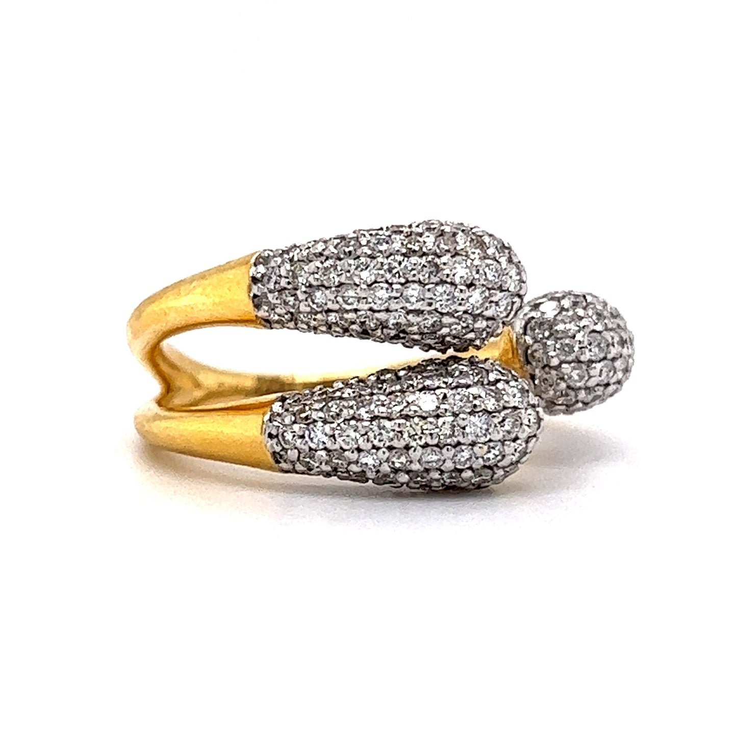 Asymmetrical Pave Diamond Open Cocktail Ring in 18k Gold