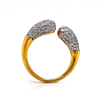 Asymmetrical Pave Diamond Open Cocktail Ring in 18k Gold