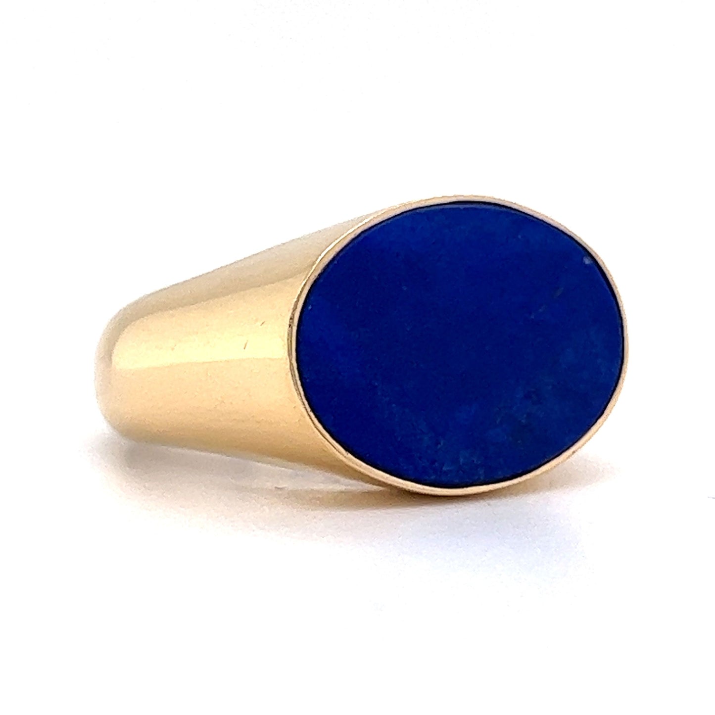 Oval Lapis Lazuli Signet Ring in 14k Yellow Gold