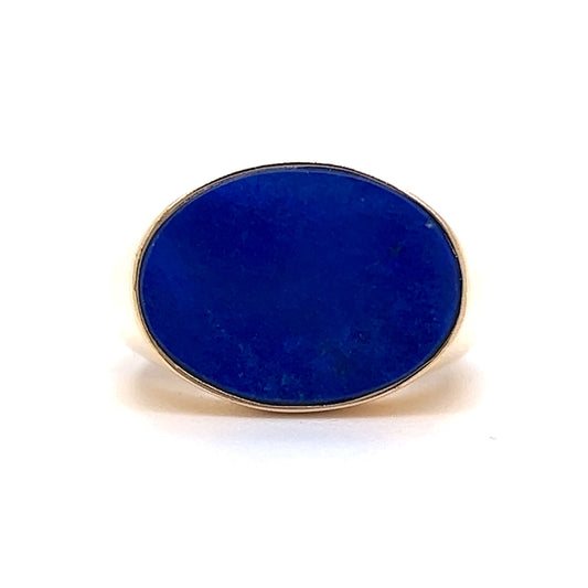 Oval Lapis Lazuli Signet Ring in 14k Yellow Gold