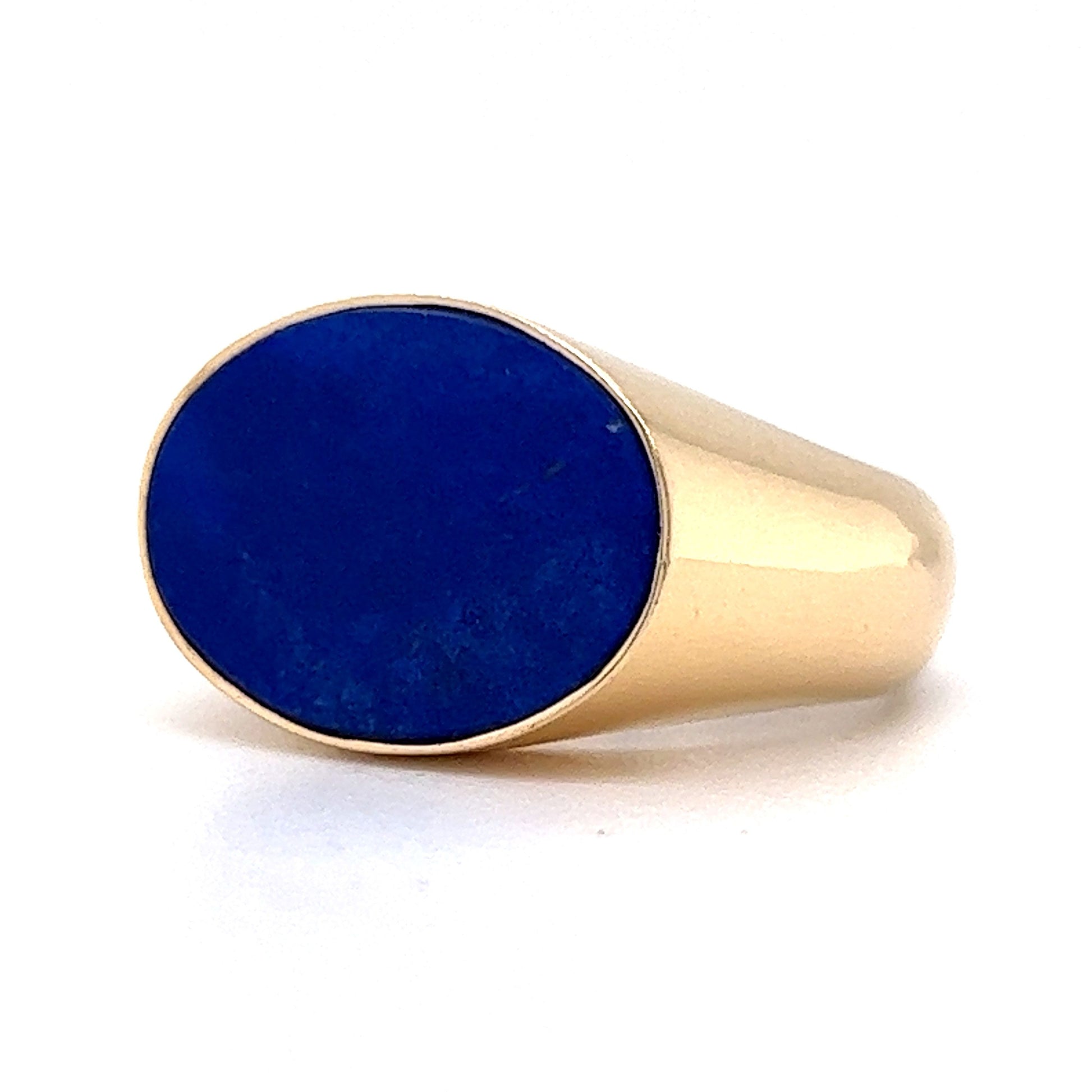 Oval Lapis Lazuli Signet Ring in 14k Yellow Gold