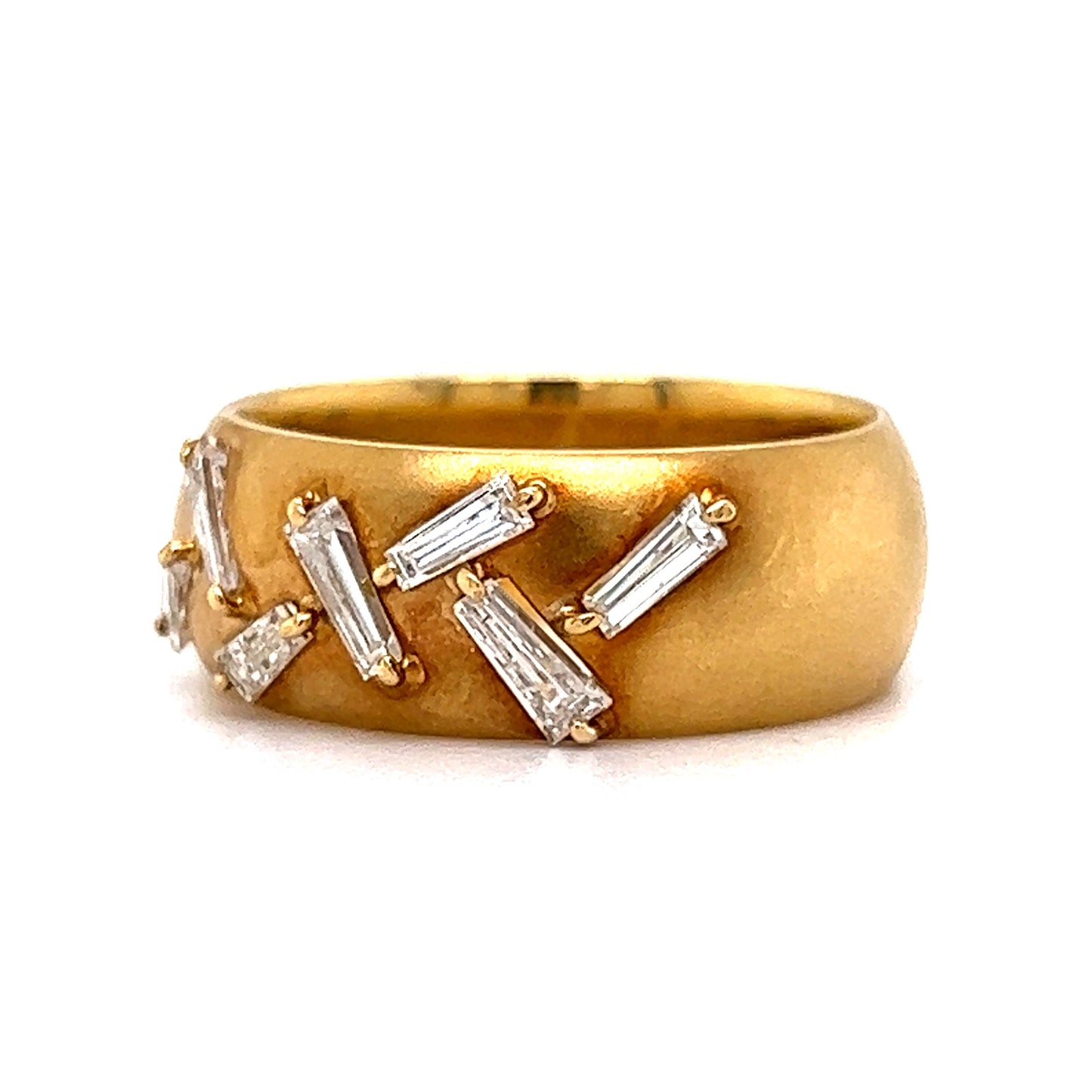 Wide Tapered Baguette Diamond Band in 18k Yellow Gold