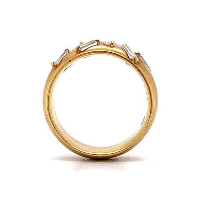 Wide Tapered Baguette Diamond Band in 18k Yellow Gold