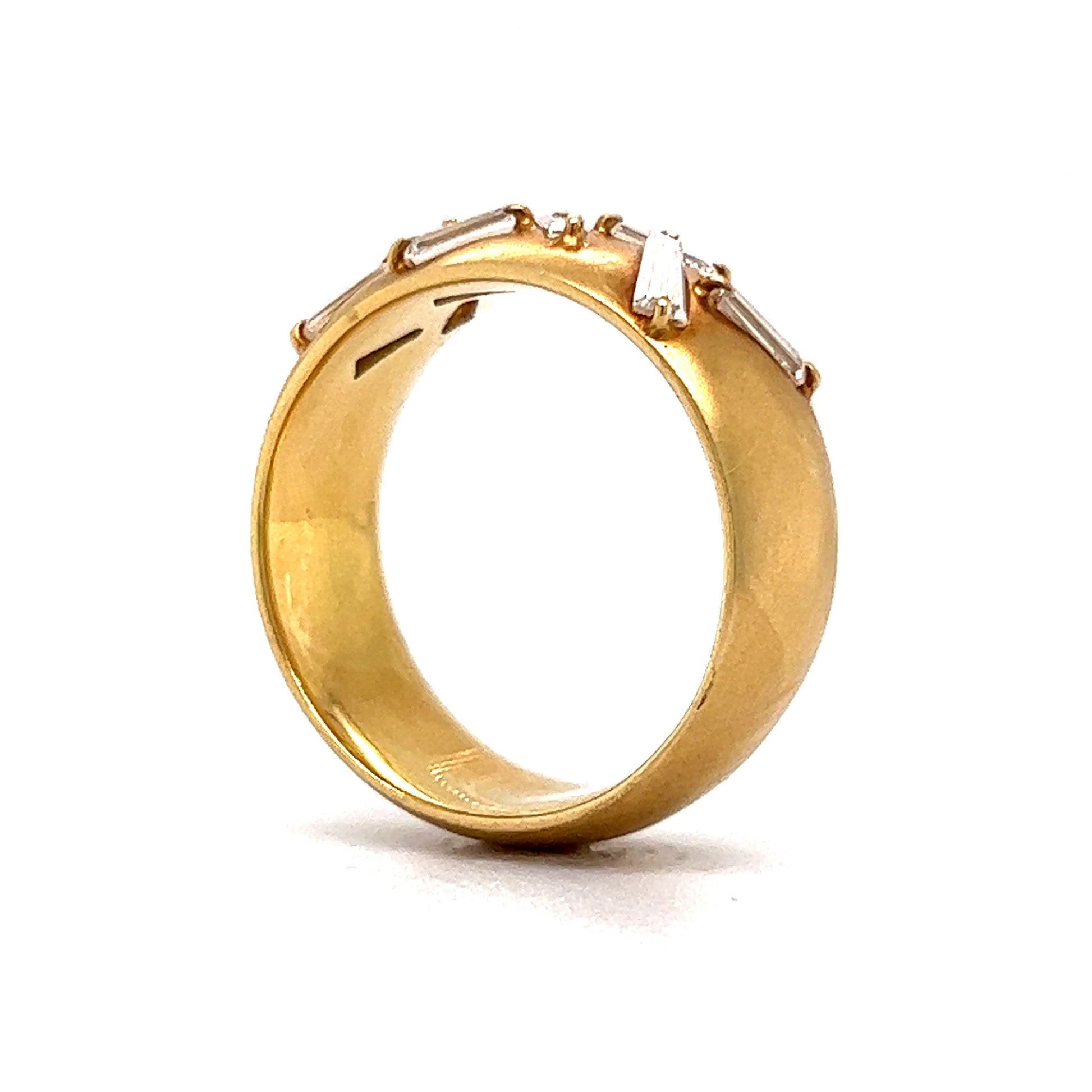 Wide Tapered Baguette Diamond Band in 18k Yellow Gold