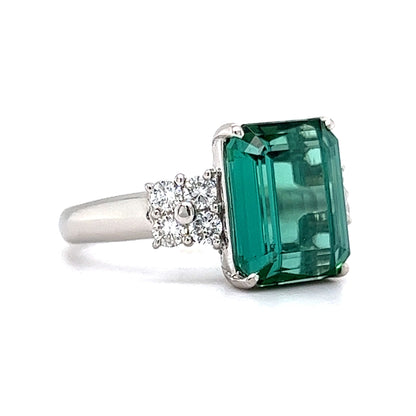 Modern Emerald Cut Tourmaline Cocktail Ring in Platinum