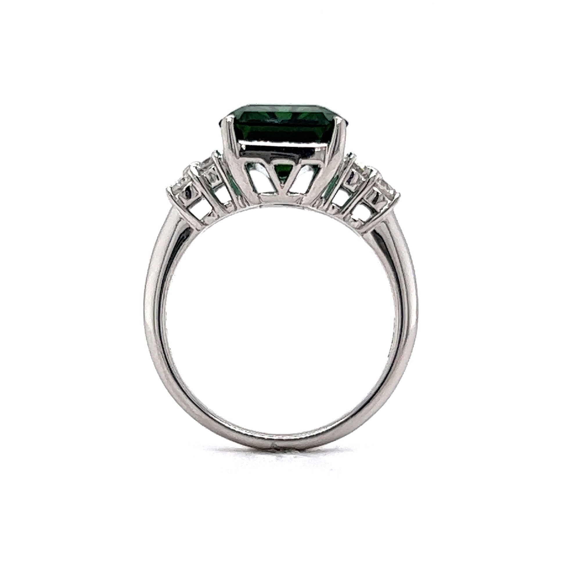 Modern Emerald Cut Tourmaline Cocktail Ring in Platinum