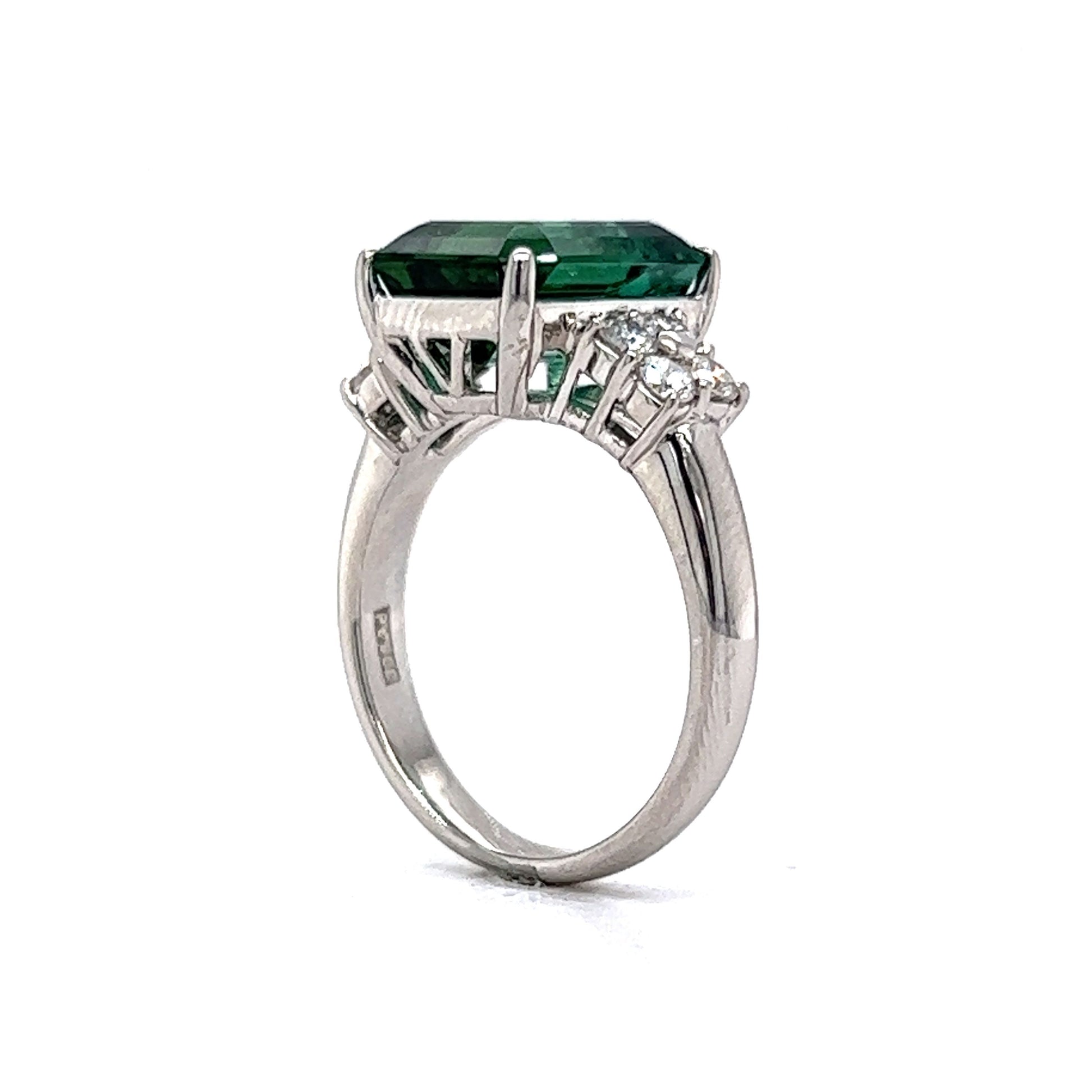 Modern Emerald Cut Tourmaline Cocktail Ring in Platinum