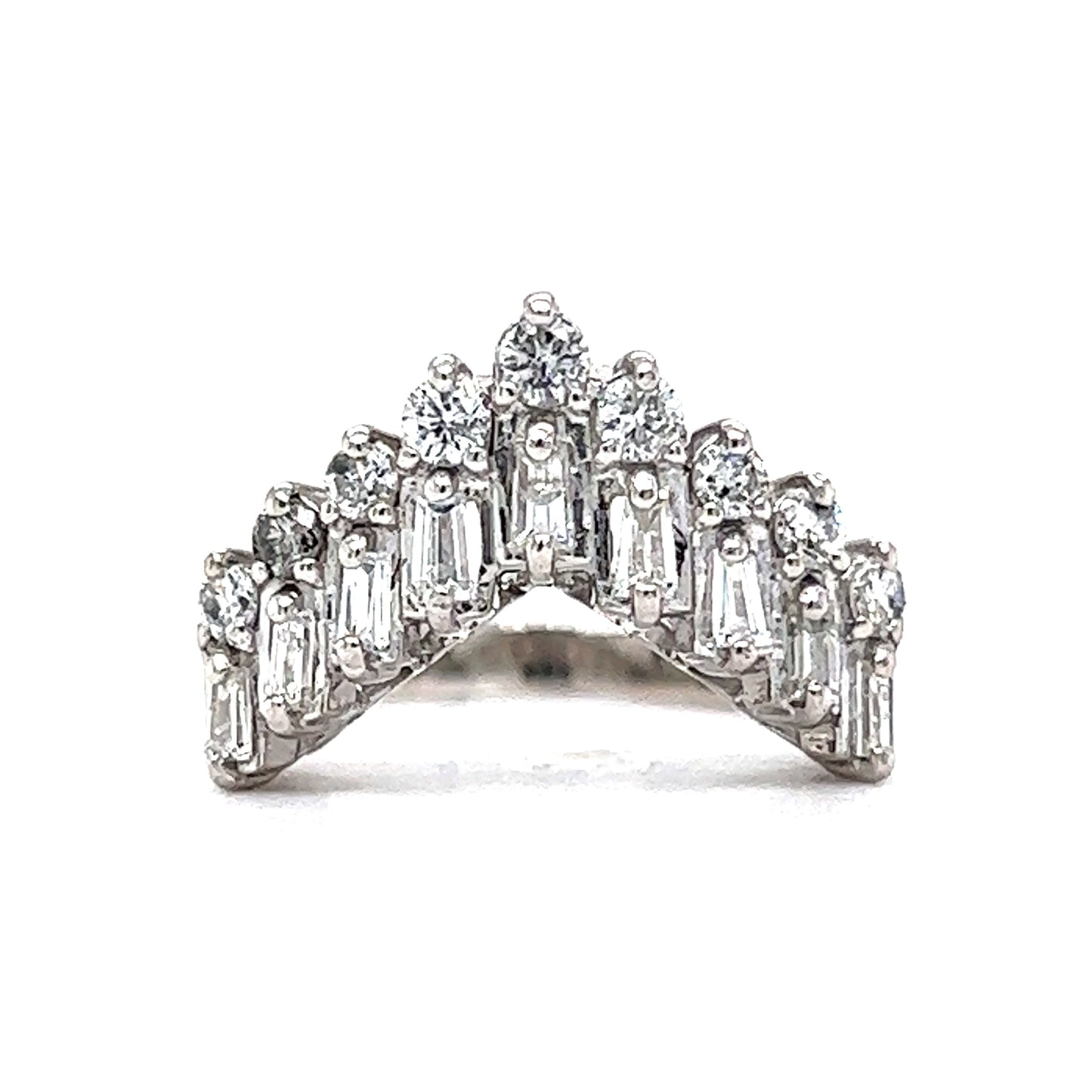 Stacked Diamond Tiara Wedding Band in Platinum