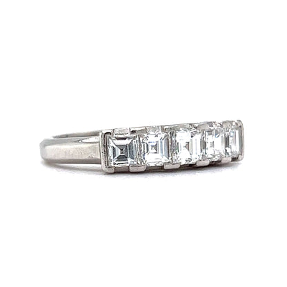 Five Stone Asscher Cut Diamond Wedding Band in Platinum