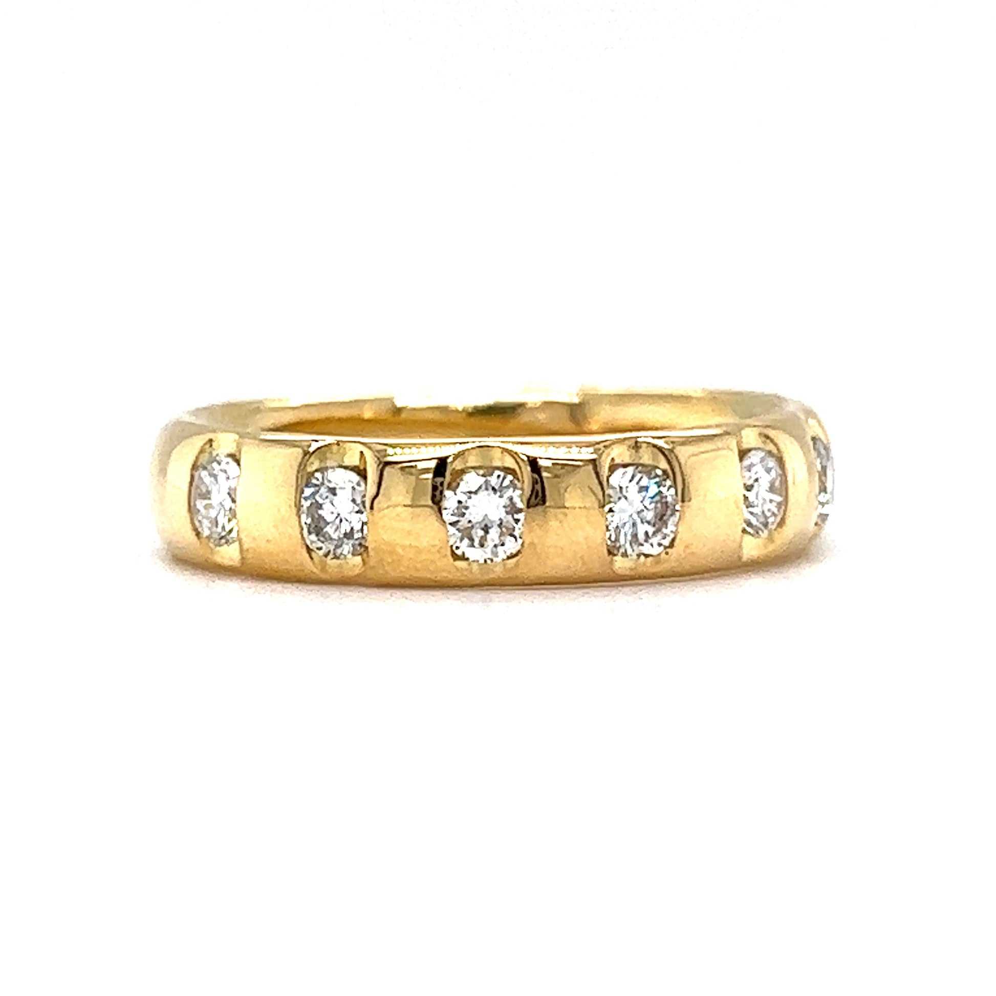 Spaced Out Flush Set Diamond Band in 18k Yellow Gold