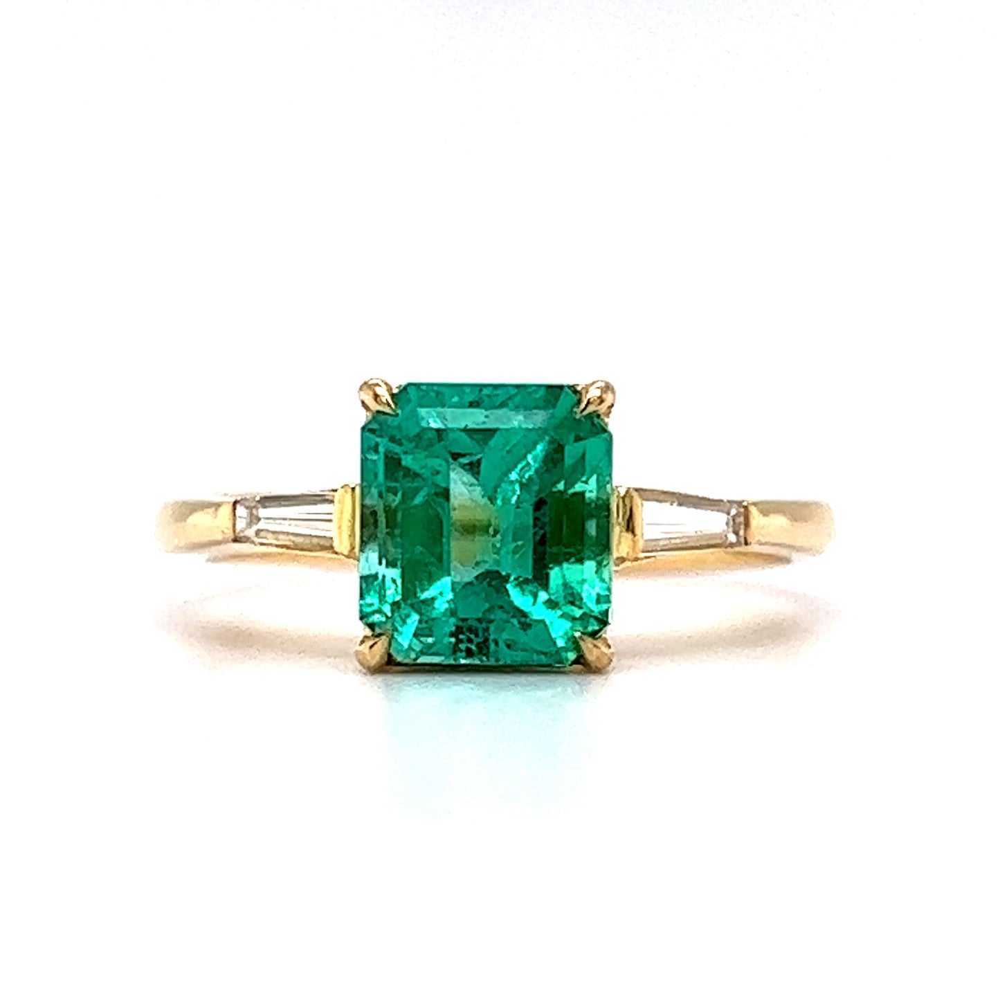 1.39 Emerald & Diamond Engagement Ring in 18k Yellow Gold