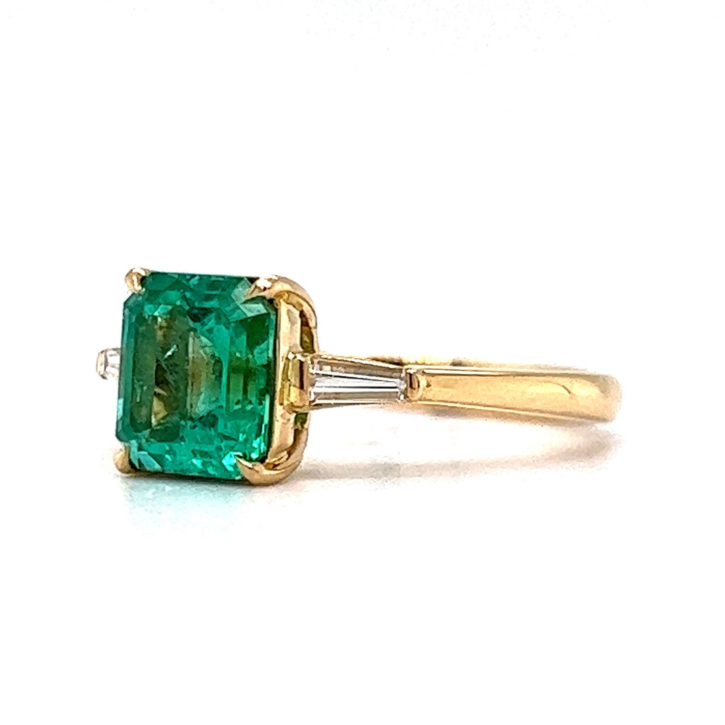 1.39 Emerald & Diamond Engagement Ring in 18k Yellow Gold