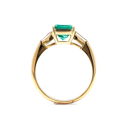 1.39 Emerald & Diamond Engagement Ring in 18k Yellow Gold