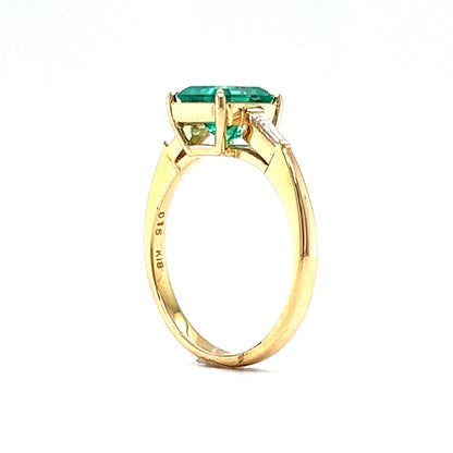 1.39 Emerald & Diamond Engagement Ring in 18k Yellow Gold