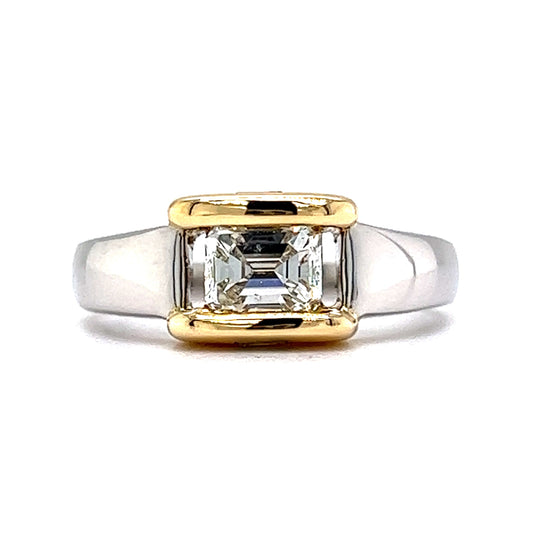 Modern .60 Emerald Cut Diamond Engagement Ring in 18k & Platinum