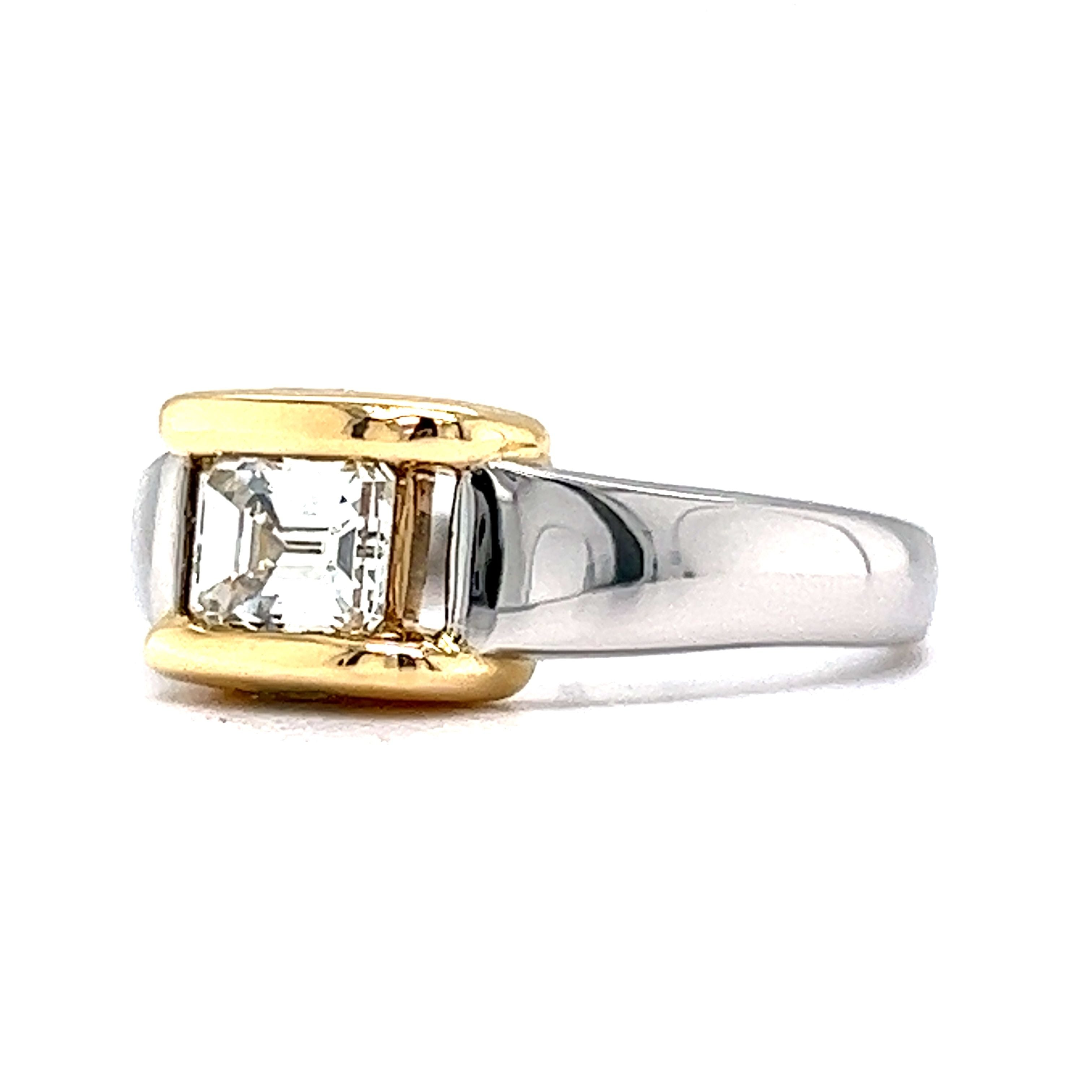 Modern .60 Emerald Cut Diamond Engagement Ring in 18k & Platinum