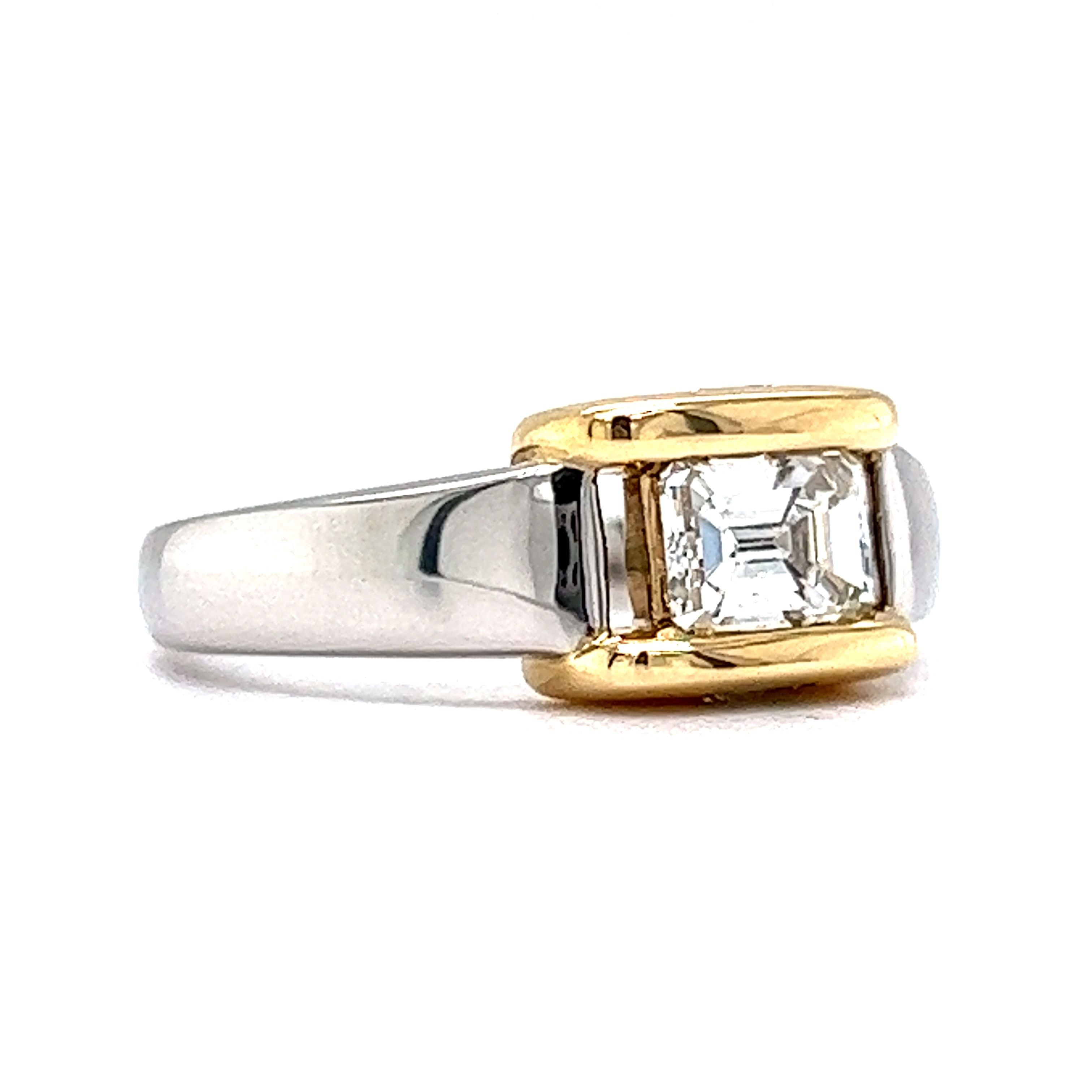 Modern .60 Emerald Cut Diamond Engagement Ring in 18k & Platinum