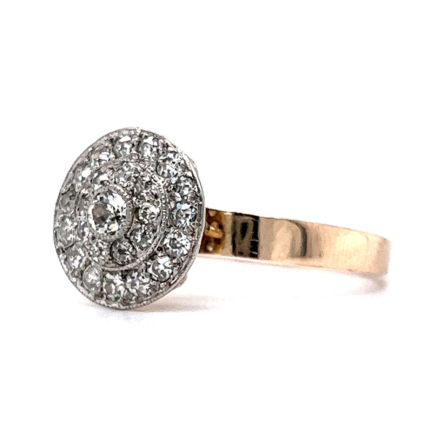 Art Deco .85 Pave Diamond Engagement Ring in 18k Gold