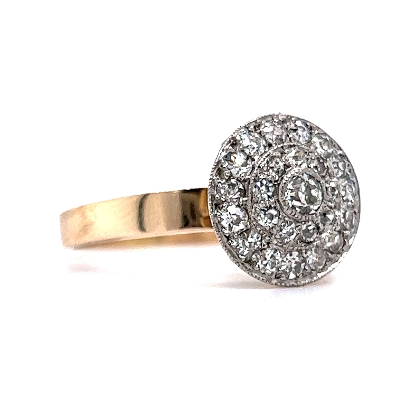 Art Deco .85 Pave Diamond Engagement Ring in 18k Gold