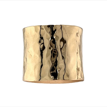 Extra Wide Hammered Ring in 14k Yellow Gold