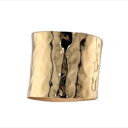 Extra Wide Hammered Ring in 14k Yellow Gold