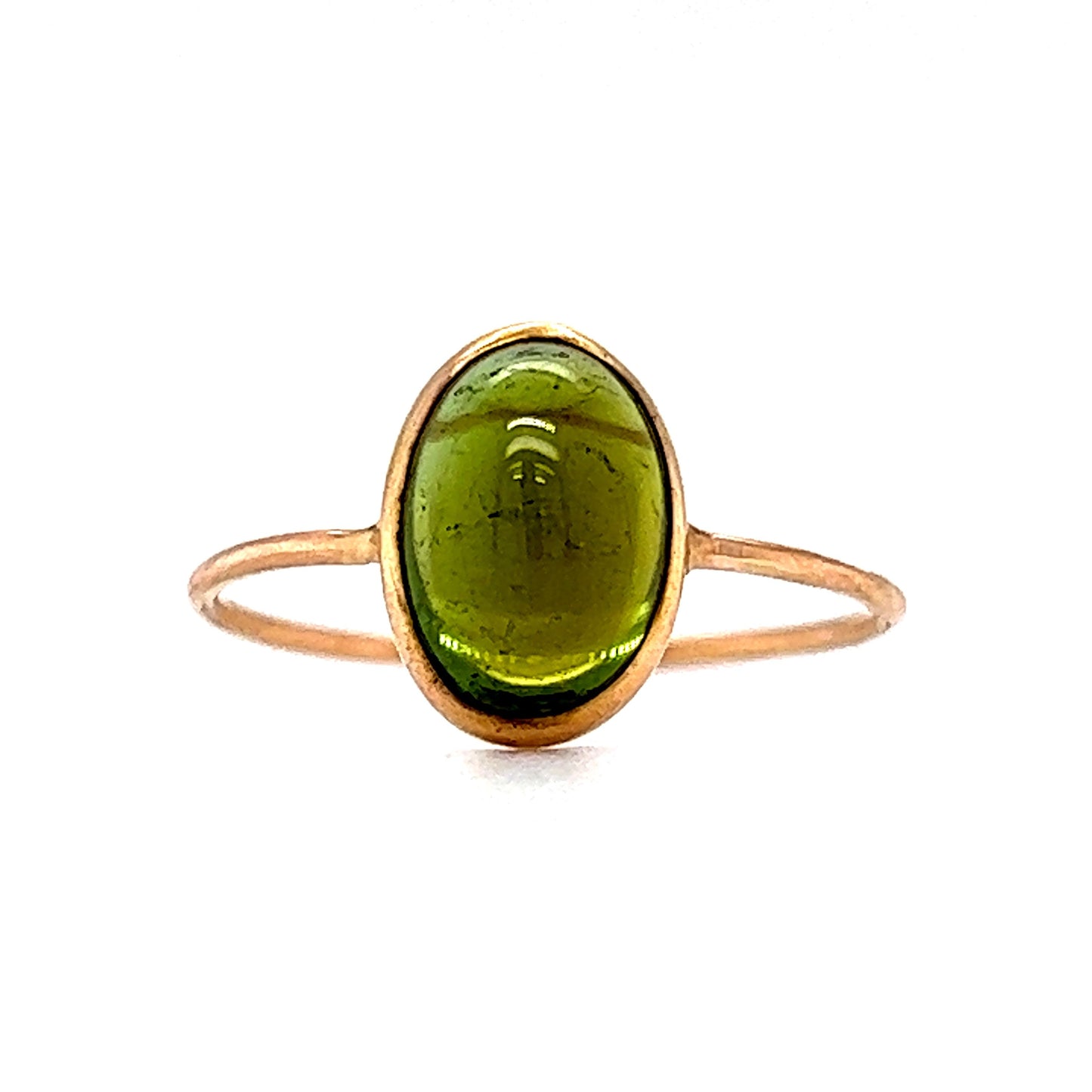 Victorian Bezel Set Peridot Ring in 10k Yellow Gold