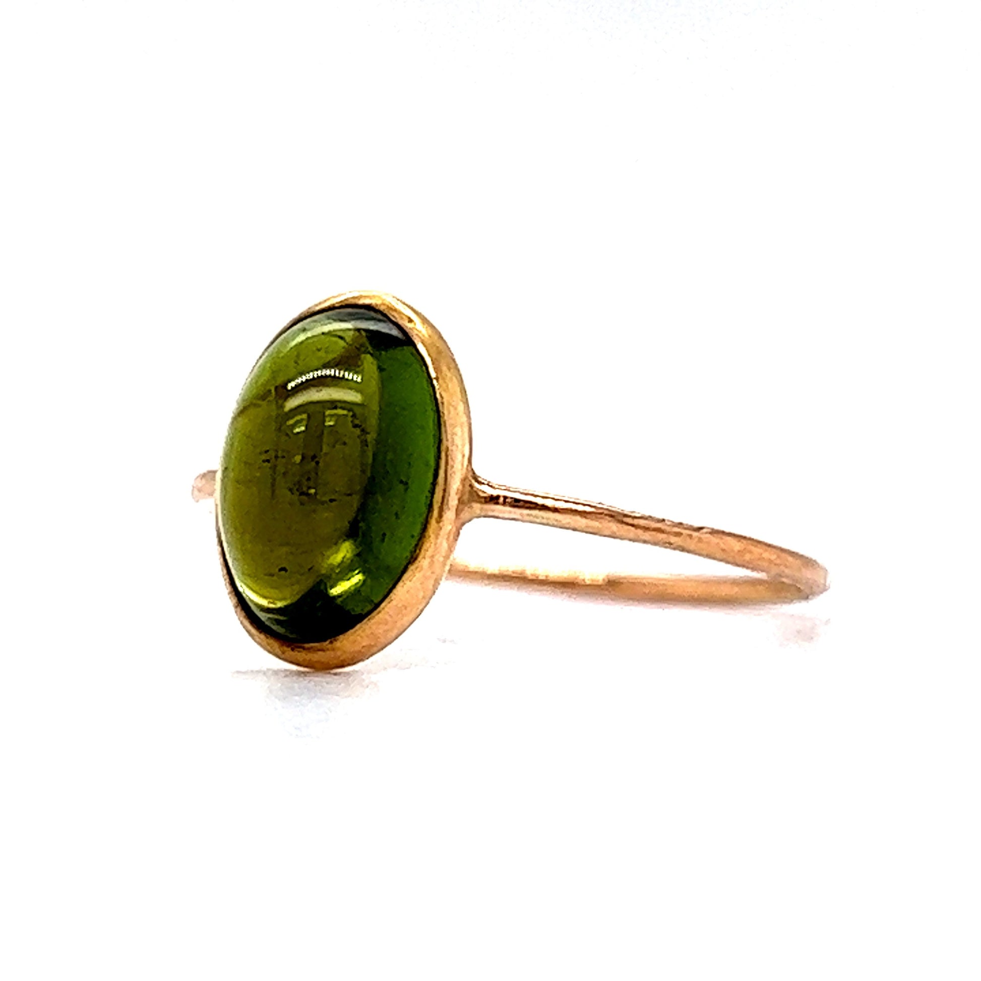 Victorian Bezel Set Peridot Ring in 10k Yellow Gold