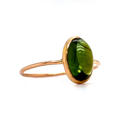 Victorian Bezel Set Peridot Ring in 10k Yellow Gold