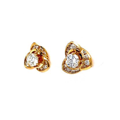 Triangular Channel Set Diamond Stud Earrings in 18k Yellow Gold