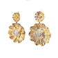 Vermeil Pave Diamond Flower Drop Earrings