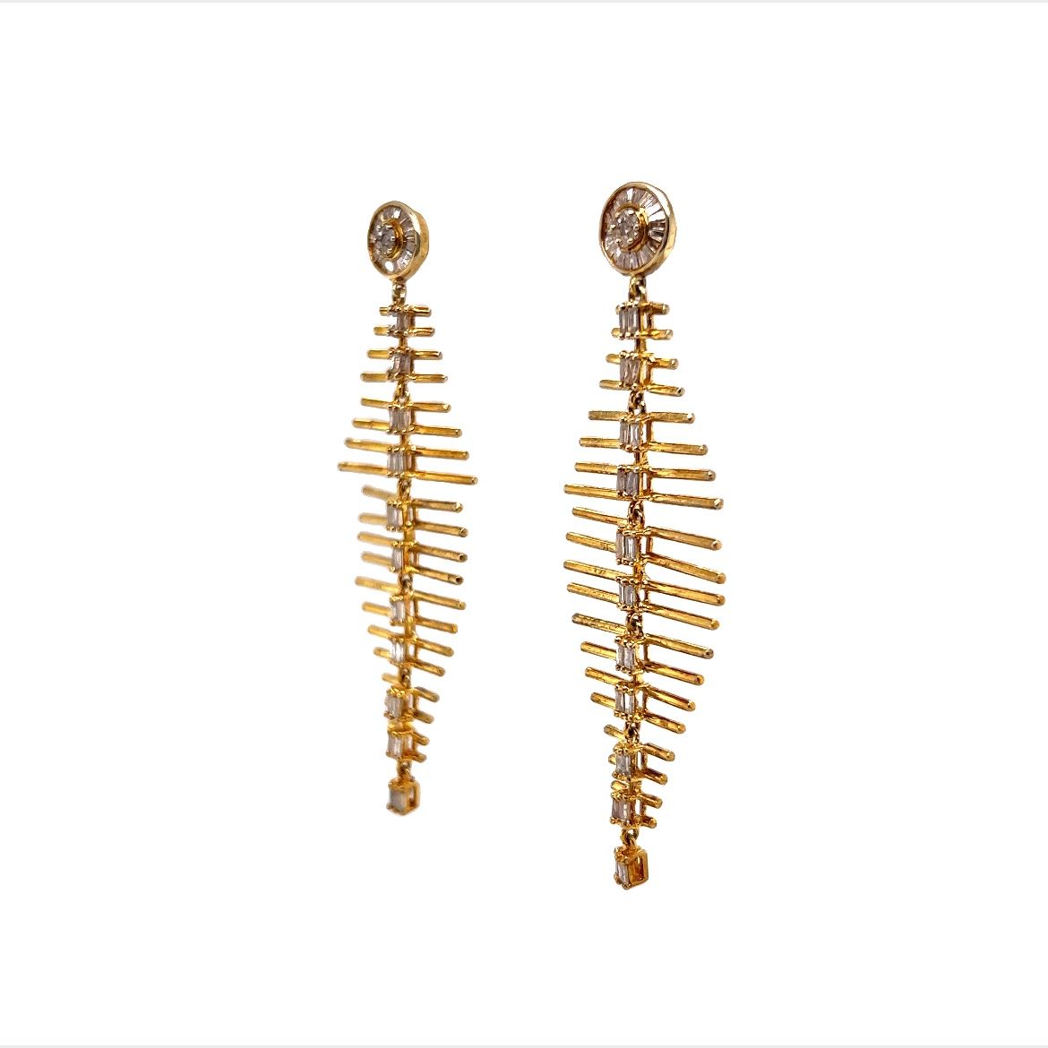 Vermeil Baguette Cut Diamond Lattice Drop Earrings