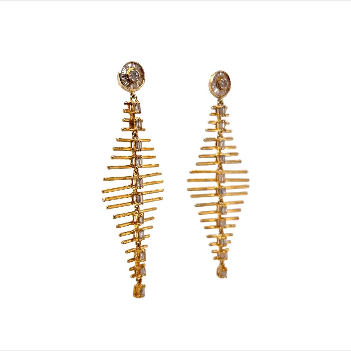 Vermeil Baguette Cut Diamond Lattice Drop Earrings