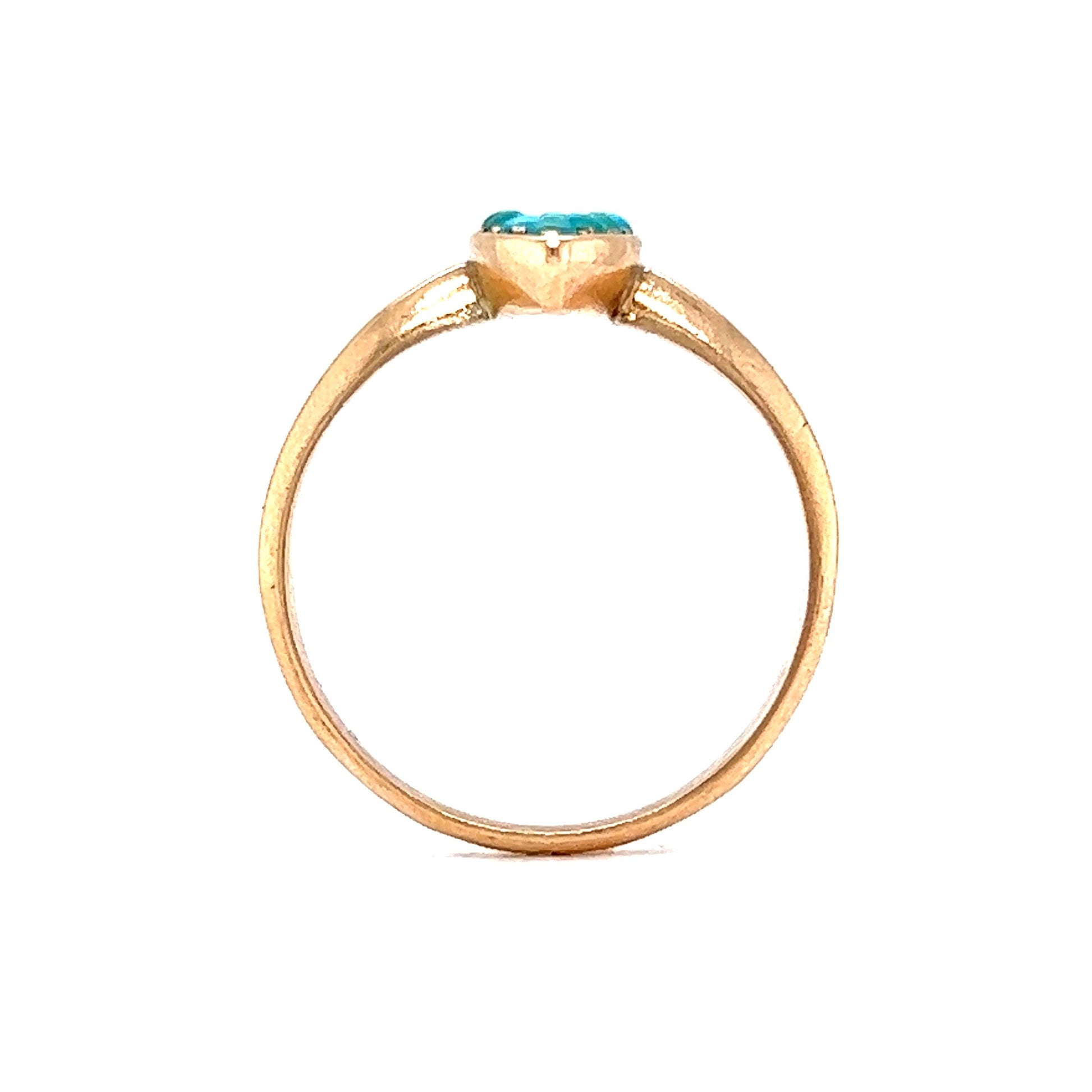 Victorian Navette Turquoise Ring in 14k Yellow Gold