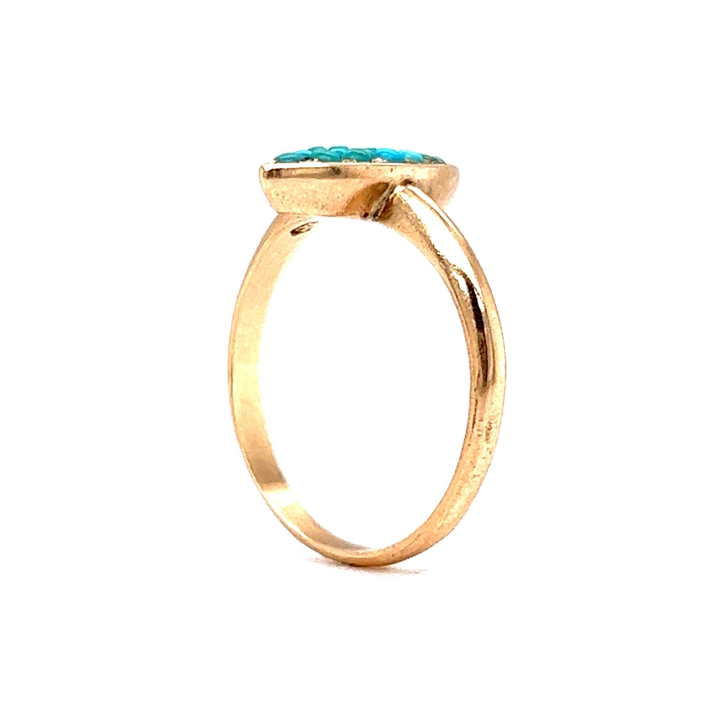 Victorian Navette Turquoise Ring in 14k Yellow Gold