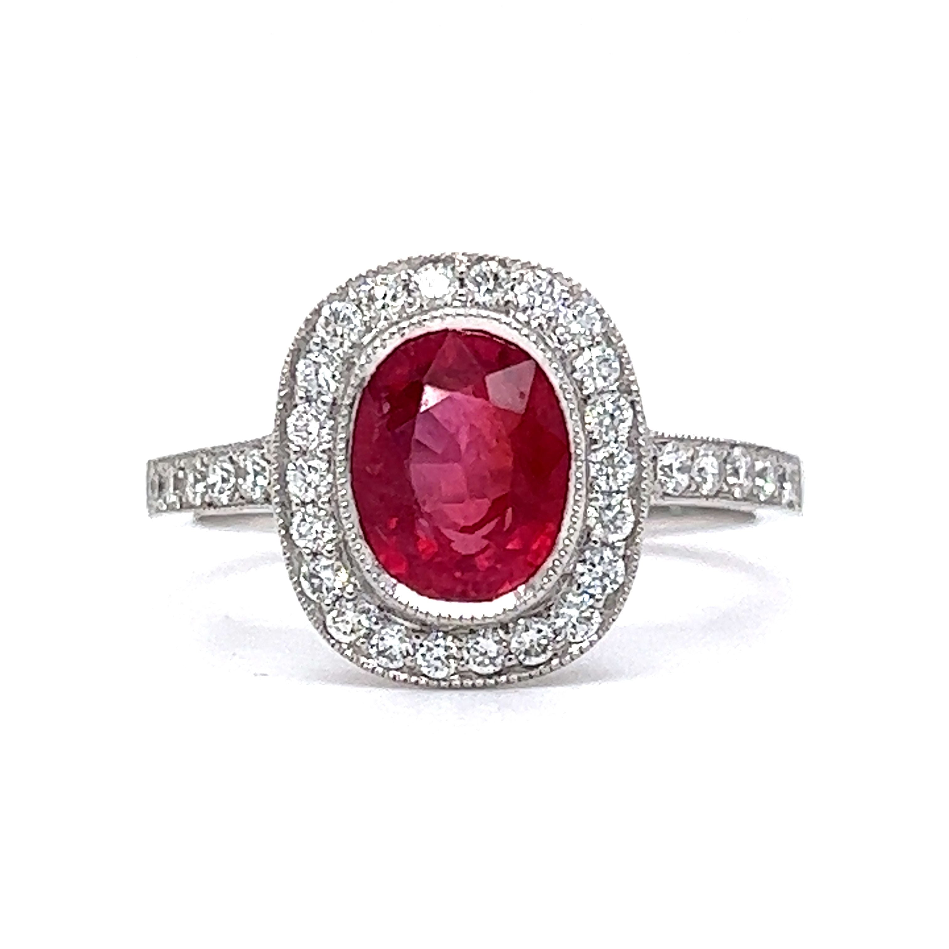 Trilliant RED RUBY RING Ruby Engagement Ring 14K White Gold Ruby - Ruby Lane