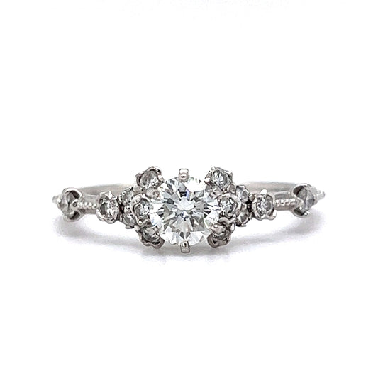 .51 Round Dimamond Cluster Engagement Ring in 18k White Gold