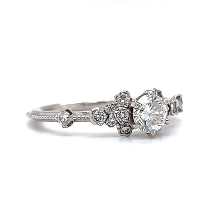 .51 Round Dimamond Cluster Engagement Ring in 18k White Gold