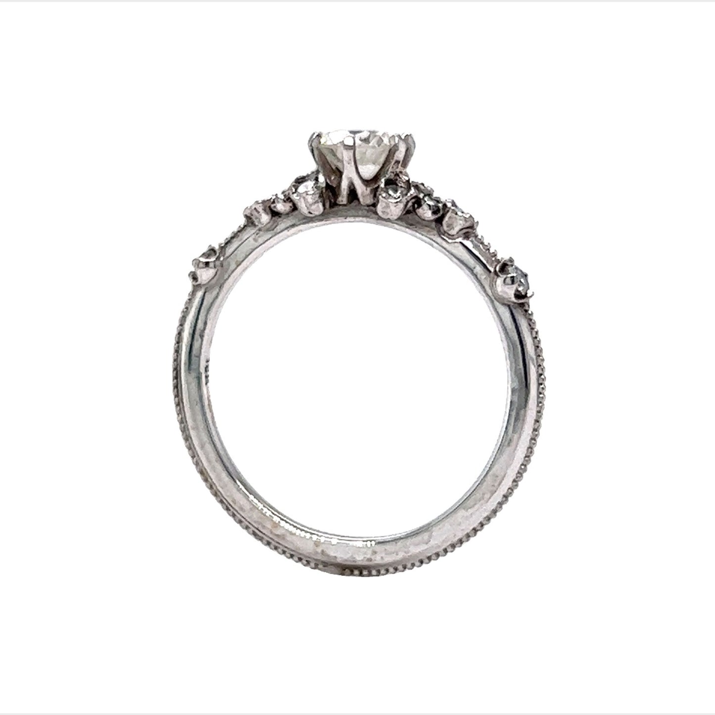 .51 Round Diamond Cluster Engagement Ring in 18k White Gold