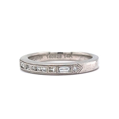 Geometric Bezel Set Diamond Wedding Band in 14k White Gold